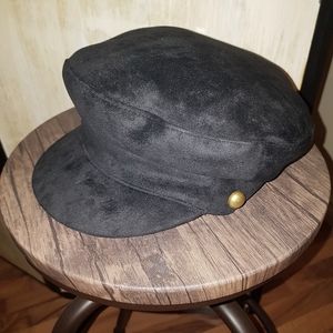 Lack of Color Lola Cap Vintage Biker Hat Black Suede